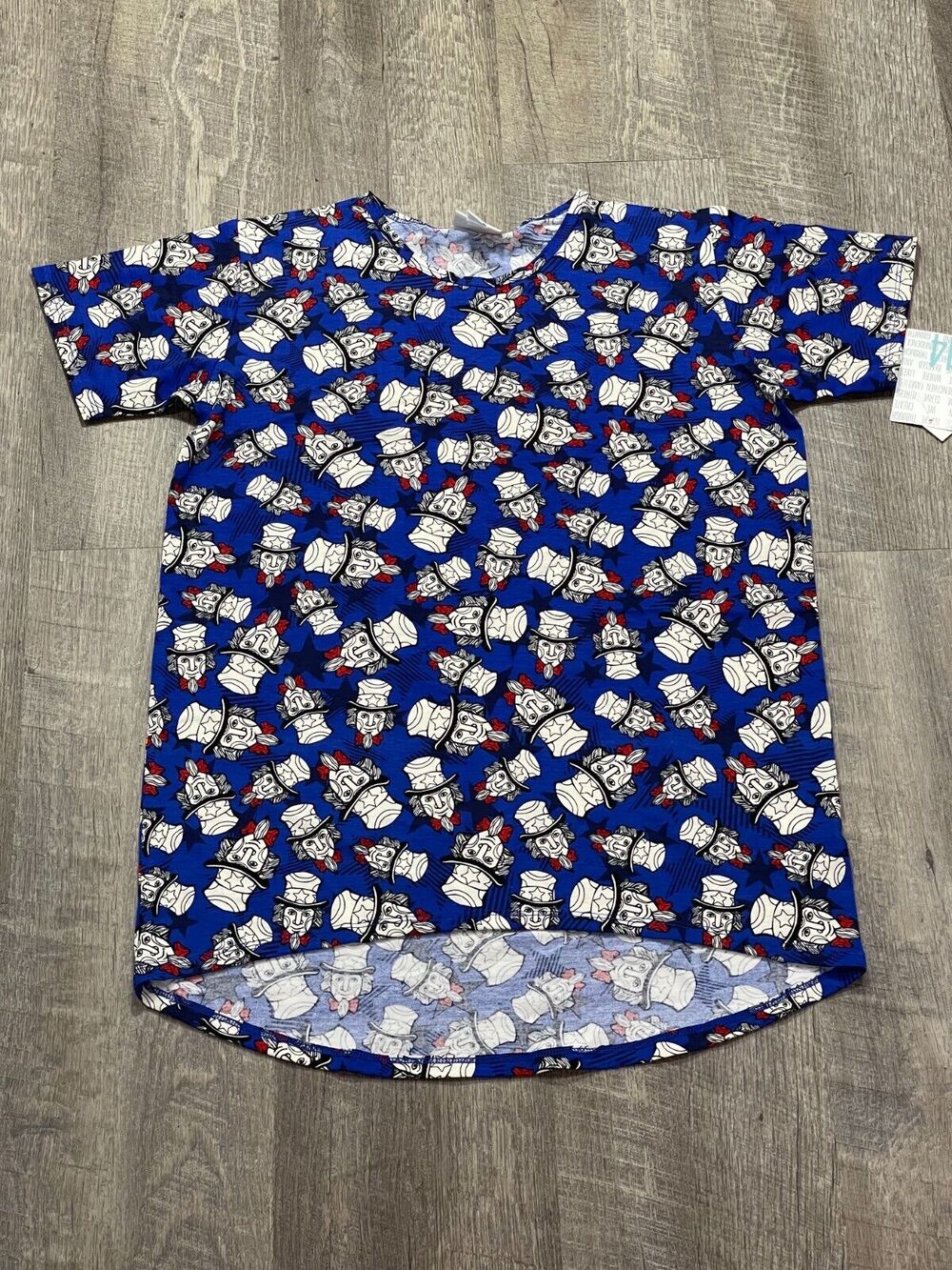 Lularoe Gracie Shirt Uncle Sam July 4th Patriotic High/Low Size 14